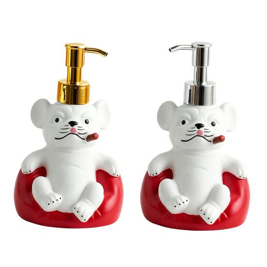 Yousheng 220ML French Bulldog Soap Dispenser, Refillable Liquid Hand Soap Shower Gel Container, Empty Pump Lotion Bottle, Bathroom