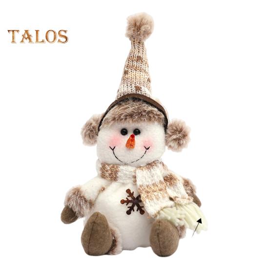 Christmas Doll Plush Knitted Snowman Elk Santa Doll Toy Soft Sitting Christmas Figure Desktop Decor Stuffed Holiday Pillow for Window Bookshelf