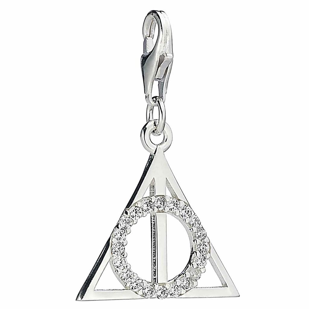Harry Potter Sterling Silver Deathly Hallows Clip On Charm with Crystals