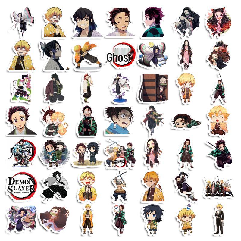 Demon Slayer Stickers: 50-Sheet Self-Adhesive Set for Scrapbooks, Phones, Tablets