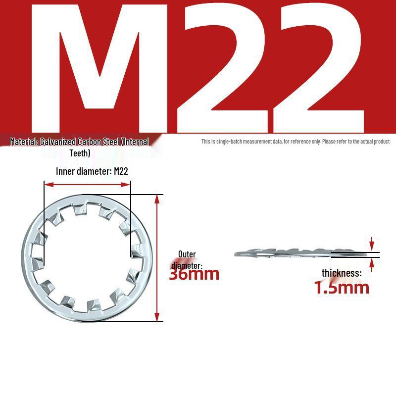 Carbon Steel Zinc-Plated Lock Washer with Inner and Outer Teeth
