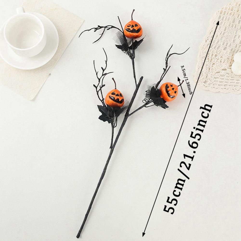 5pcs Halloween Ornament Black Scary Maple Leaf Pumpkin Branch