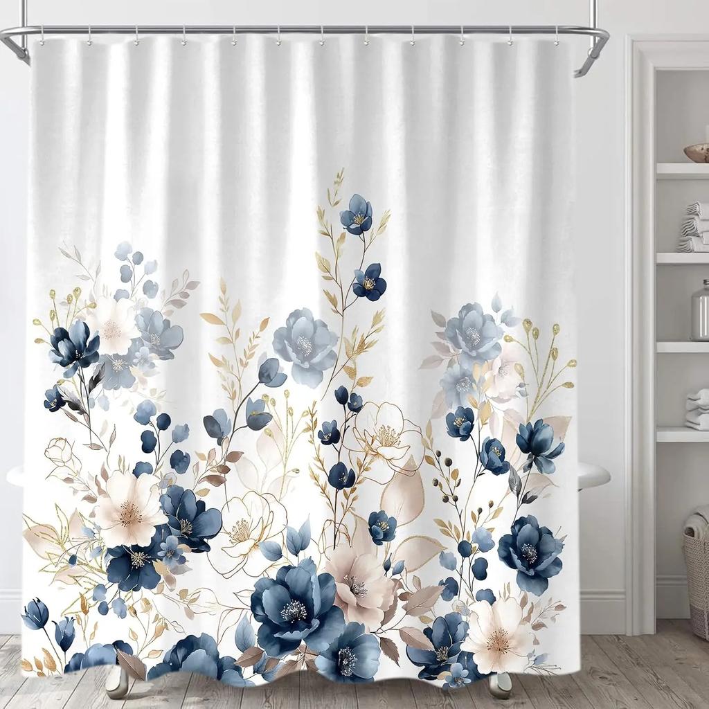 Watercolor Floral Shower Curtain Modern Home Bathroom Decorative Fabric Waterproof Shower Curtain 90x180cm