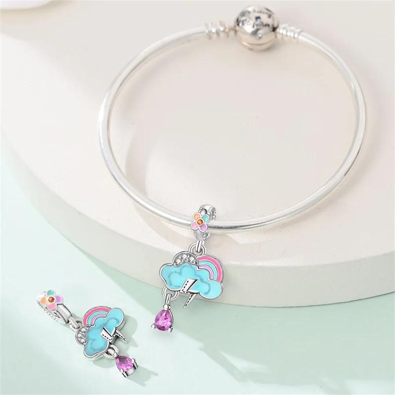 Copper Weather Change Series Charms Sunny Rainy Rainbow Perfume Beads Fit Original Bracelet For Women Diy Fine Gift