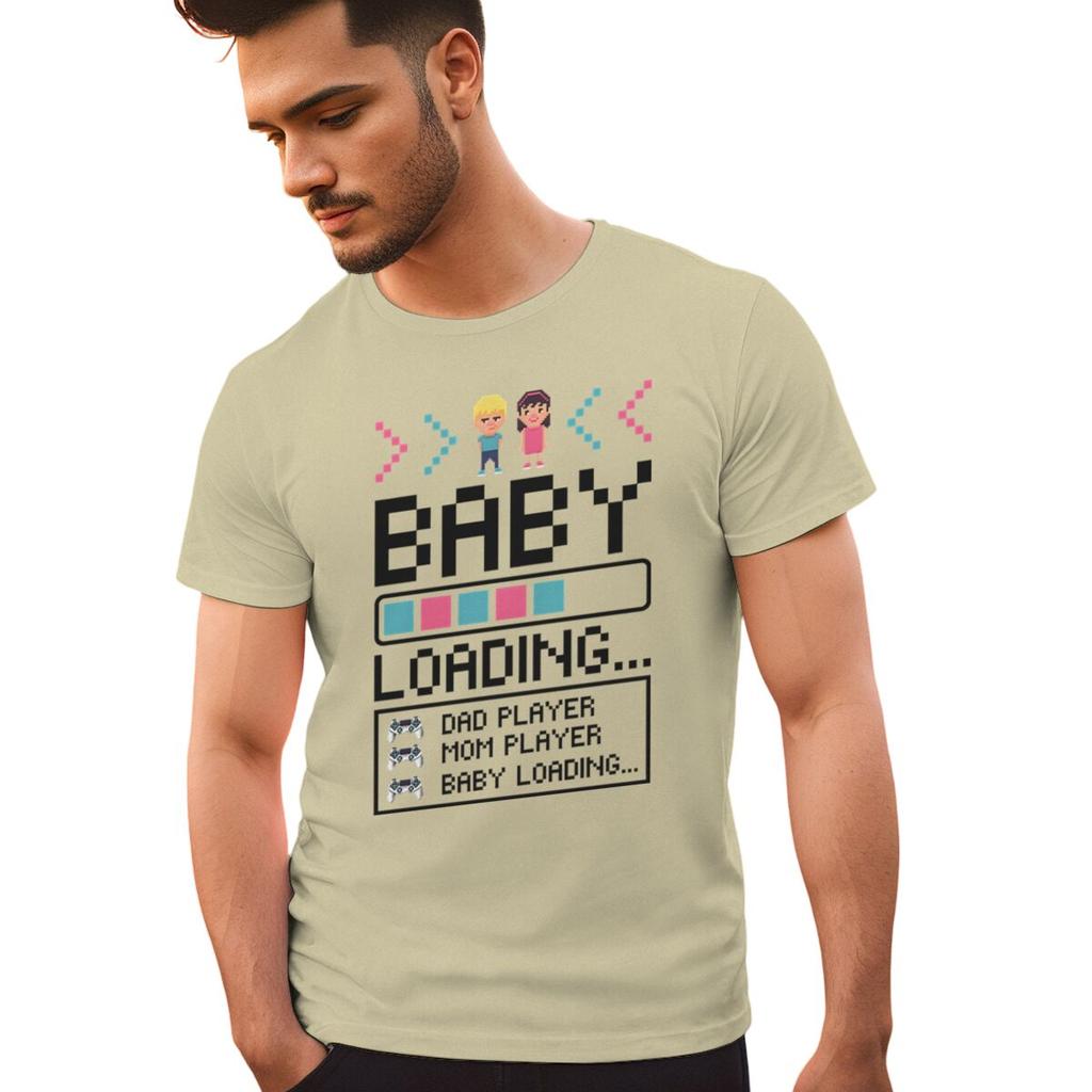 Baby Loading Print Couples T Shirt Vintage Gamers Papa Mama Tshirt Short Sleeve Crewneck Pregnancy Announcement Tshirt Gifts