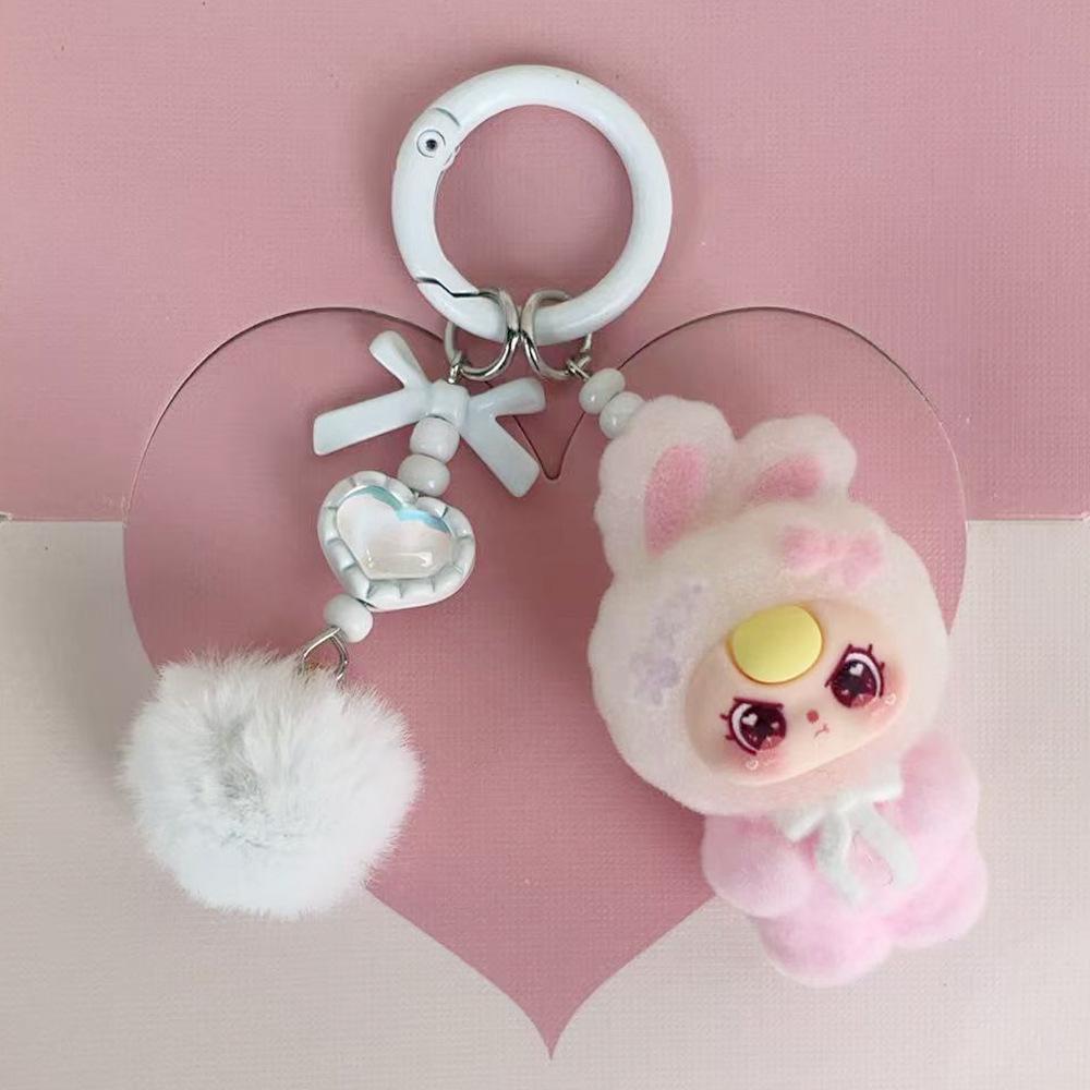 Flocking standing baby three-year-old pendant school bag bag cartoon DIY doll girl pendant student keychain gift