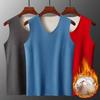 Men's Winter Thermal Fleece-Lined Red Sleeveless Vest