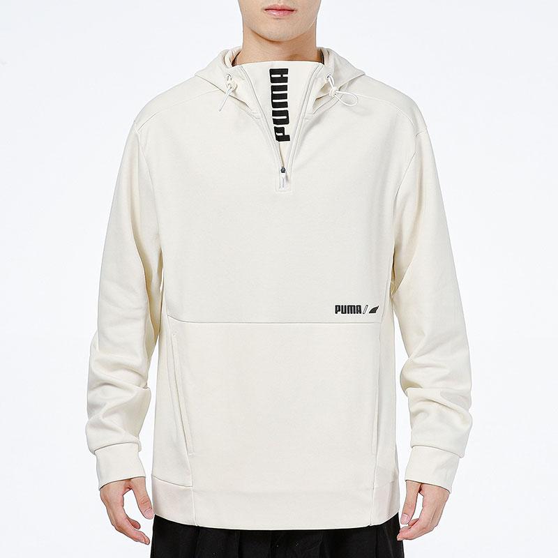 PUMA Half-Zip Running Training Casual Hoodie Sweatshirt Men Tops Off-White 846535-73