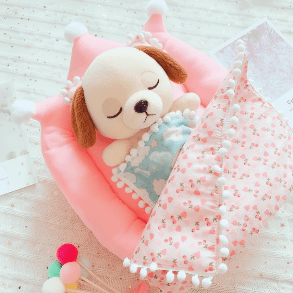 Mini-Puppenbett Gemütliches Puppenbettwäsche-Zubehör Niedliches Puppenbettwäsche-Set für Spielzeug-Mädchen-Geschenk