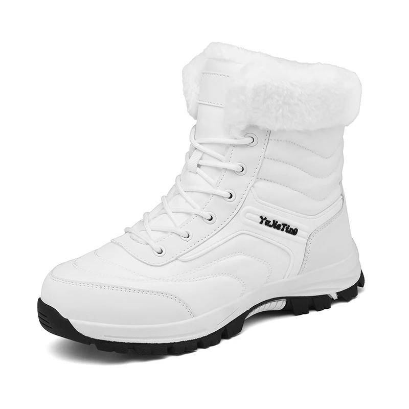 Wanderschuhe für Herren High Top Schneestiefel Herren Plüsch Outdoorstiefel Damen Rutschfeste Stiefeletten Warm halten Lässige Sneaker