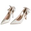 Lussuoso Fiocco Scarpe da Donna Tacco Alto Marca Stiletti Sexy Décolleté di Design Nuova Moda Abito Matrimonio Punta Affusolata Scarpe da Donna