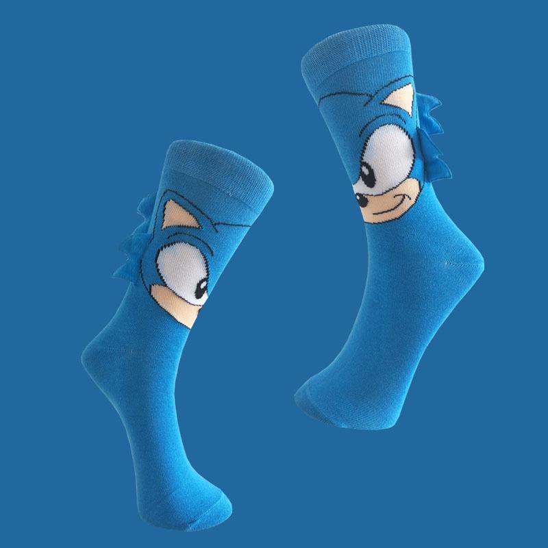 Calzini da uomo a metà polpaccio personalizzati: Corno di Unicorno & Cartoni Animati di Sonic the Hedgehog