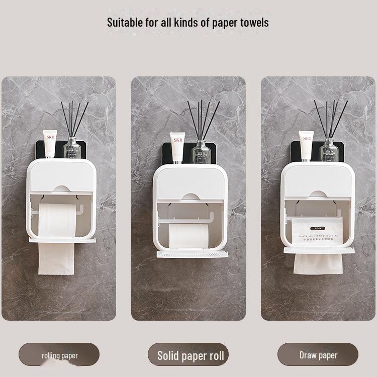 Wandmontierte Taschentuchbox mit Wellenmuster: Stilvolles stanzfreies Design für Badezimmer