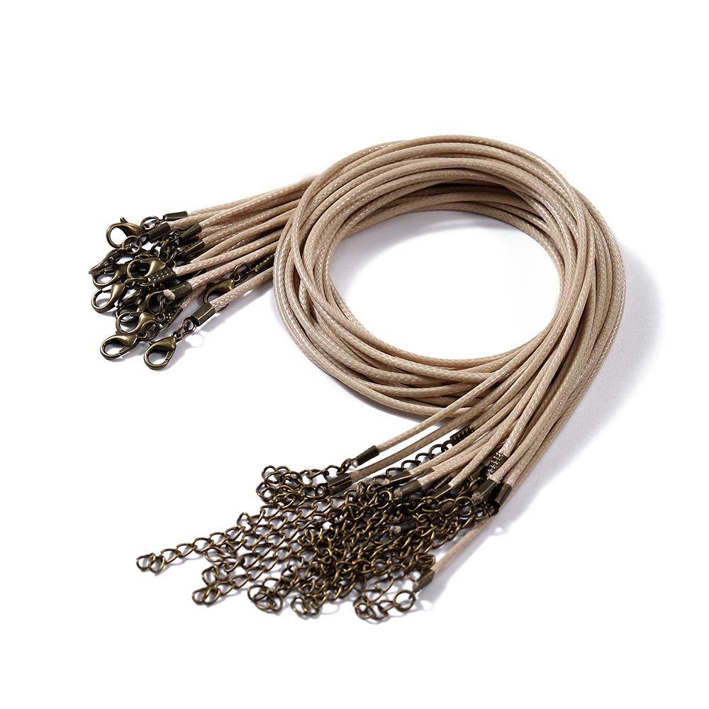 10Pcs 1.5/2mm Colorful Leather Braided Rope Bronze Lobster Clasp Tail Chain Connector for DIY Pendant Jewelry Making Supplies