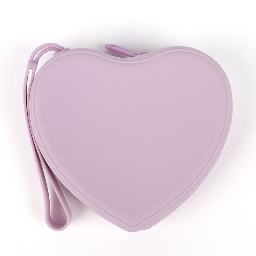 Cute Silicone Coin Purse Waterproof Solid Color Small Wrist Wallet Zipper Heart-shaped Travel Sundries Storage Bag