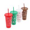 710Ml Christmas Coffee Straw Cup Reusable Xmas Tree Snowflake Plastic Cup With Lid  Year 2026 Christmas Party Favors Decor