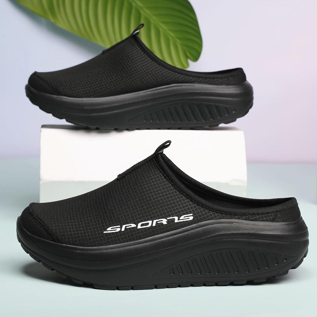 Women Solid Color Casual Sneakers Thick Sole Soft Bottom Mesh Walking Shoes Half Slip Breathable Shoes