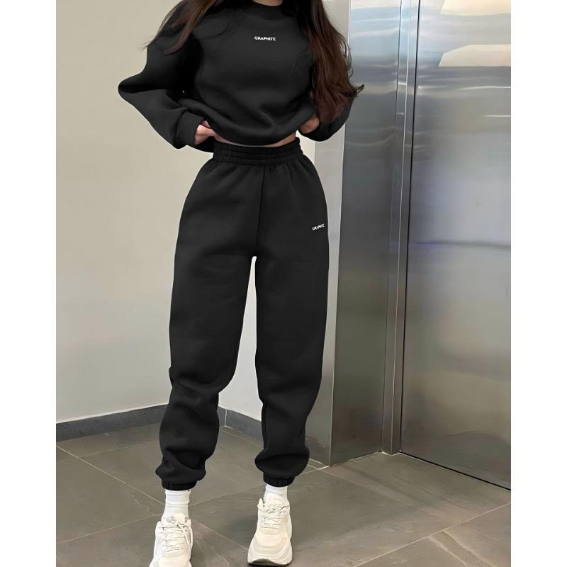 Slim Fit Casual Sports Two-piece Set Women's Clothing Fashionable Long-sleeved Sports Outfit