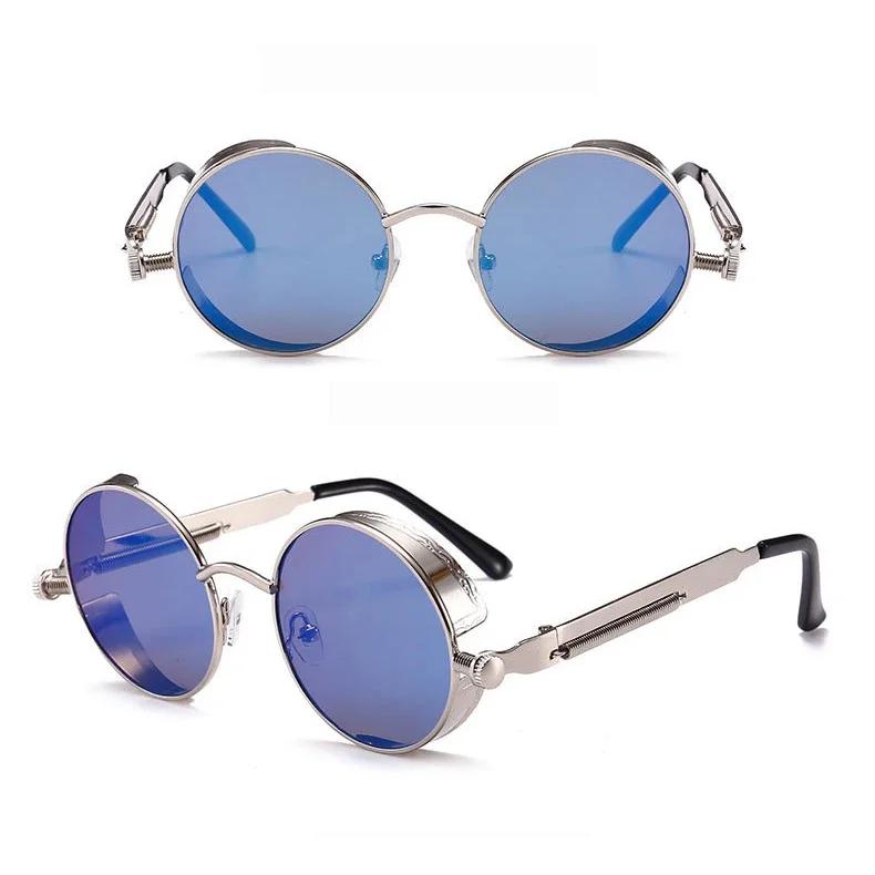 Men'S Gothic Sunglasses For Women Punk Round 80S Retro Steampunk Mirrored Sun Protection Glasses Fw2518