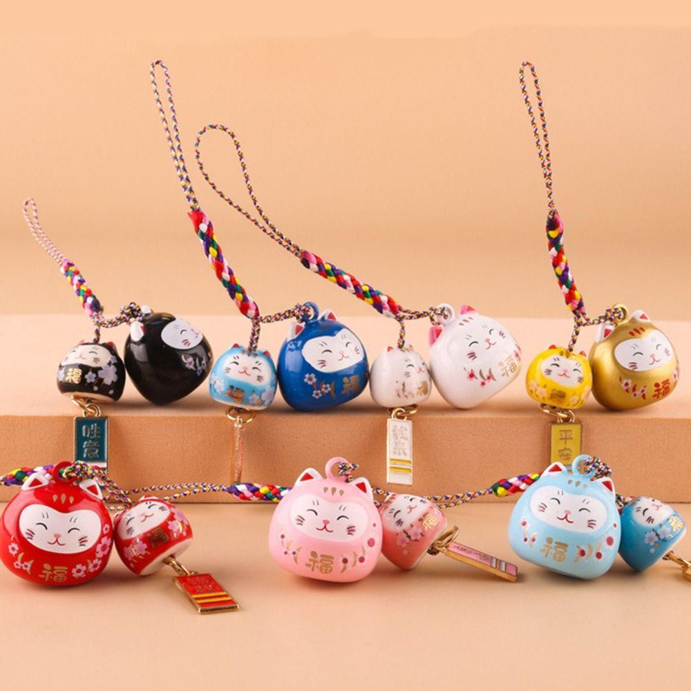 Phone Lanyard Cartoon Key Charm Zinc Zinc Alloy Lucky Cat Pendant Sweet Maneki Neko Key Chain  Girls