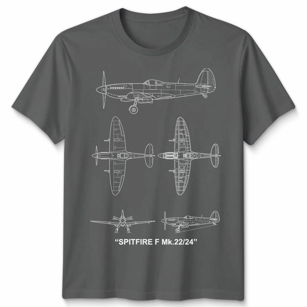Fighter Aircraft Unisex T Shirt Technical Drawing Blueprint Ww2 Graphic Top