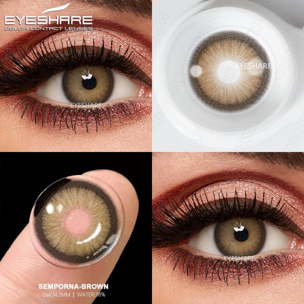 Eyeshare 2 buc = 1 pereche Lentile de contact colorate pentru ochi Ochi albaștri Lentilă de culoare Lentilă roșie Lentilă naturală anuală 14,2 mm
