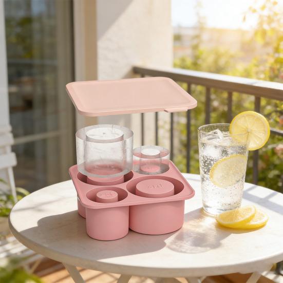 Creative Cylinder Ice Cube Tray Easy-Release Silicone Ice Mold BPA-Free Leak-Proof Lid Easy Release Ice Maker for Cocktails Coffee Summer Drink