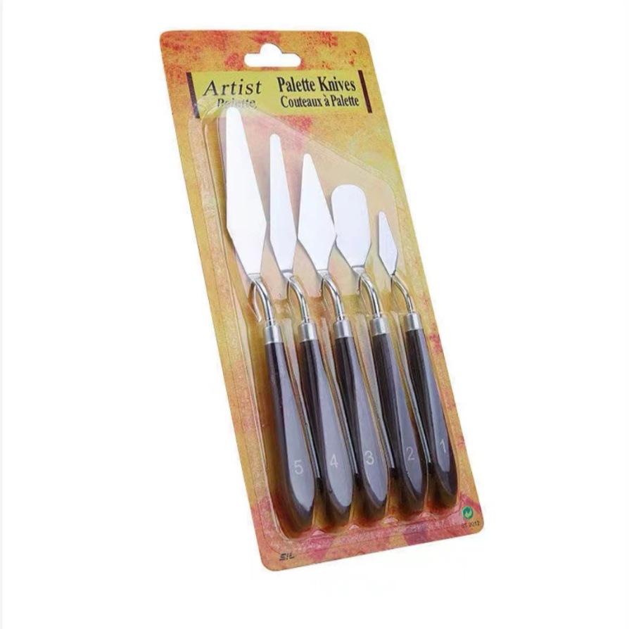 

Stainless Steel 5pc Palette Knife Set for Oil Painting - Ceramic Tip & Acrylic Mixing Tools 5pcs Scraper (Plastic Handle)