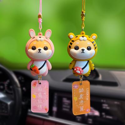 Anime Auto-Innendekoration, niedlicher Cartoon-Shiba Inu, Auto-Rückspiegel-Anhänger, Dekoration für Auto, Geschenk, Innenausstattung