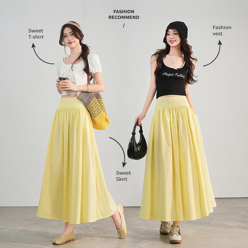 Bailuyu Pleated High-Waist A-Line Midi Skirt XL