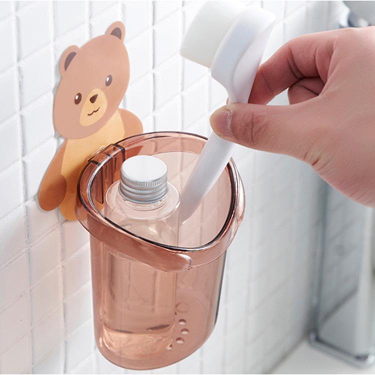 Toilet Bear Hug Toothbrush Cup Toothpaste Storage Rack Bathroom Non-punching Wall-mounted Drain Bear Storage Cup