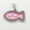 Rhinestone Pet Collar Pendant: Heart & Bone Shape Photo Frame, Anti-lost Info Tag, DIY for Cats & Dogs