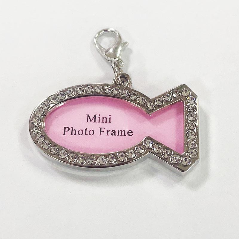 Rhinestone Pet Collar Pendant: Heart & Bone Shape Photo Frame, Anti-lost Info Tag, DIY for Cats & Dogs
