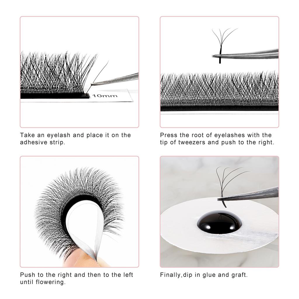 3D 4D 5D 6D Vorgefertigte Fans Wimpernverlängerung W Style Faux Mink Natürliche Soft Bloom Lash Automatische Blüte Volumen Wimpern