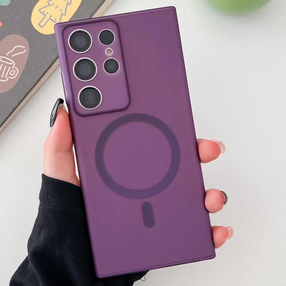

For Samsung Galaxy S23 Ultra Case Compatible with MagSafe Matte Translucent Hard PC Phone Cover Purple