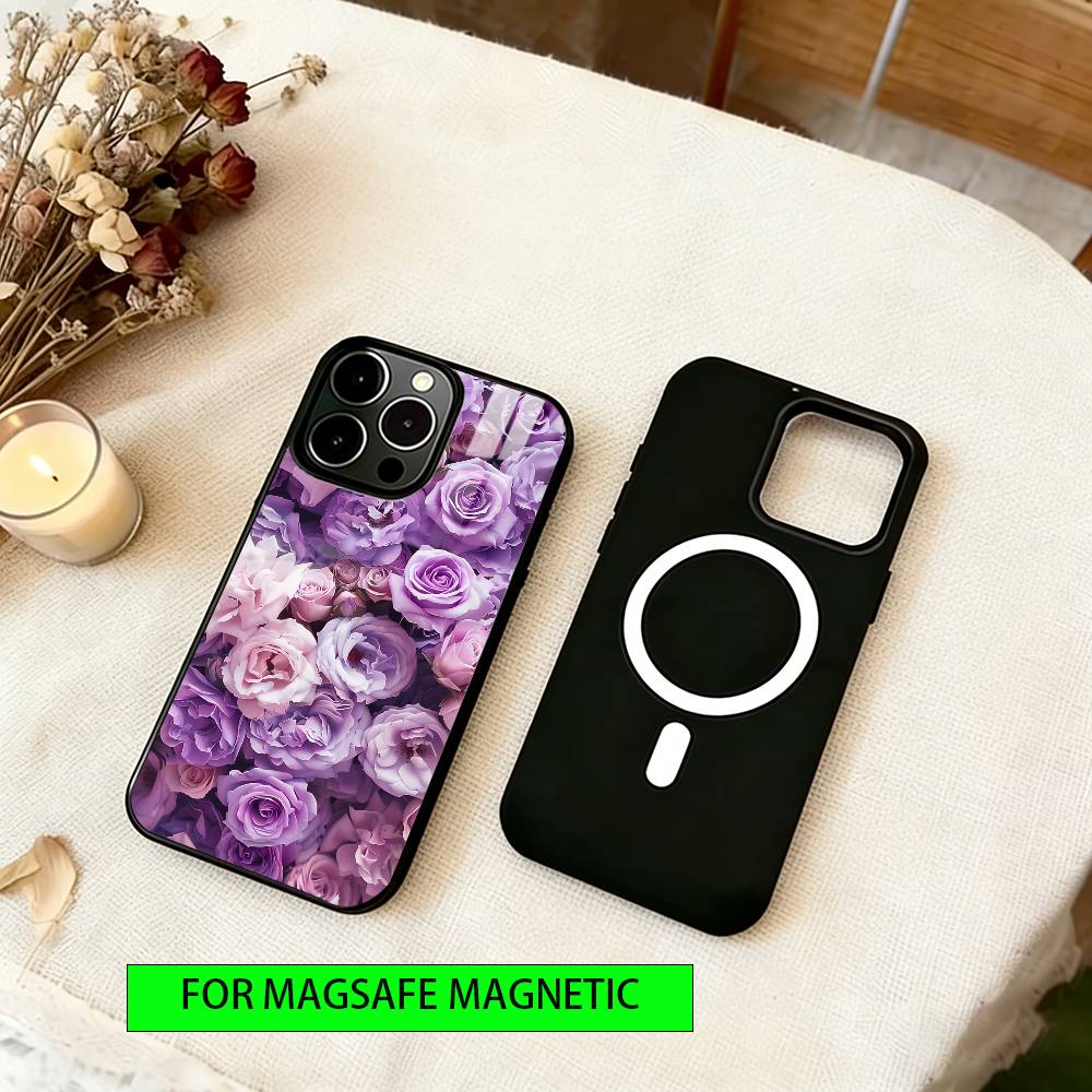 Flower  Phone Case For iPhone17,16,15,14,13,12,11 Plus,Pro Magnetic For Magsafe Wireless Charging
