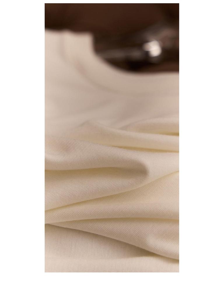 Tanglecel Tencel Silk Elastic Round Neck Short Sleeve Mulberry Silk T-Shirt for Spring & Summer