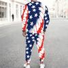 Men Vintage Star Stripe Print Long Sleeve Sweatshirt Drawstring Cuffed Jogger Pants Two Piece Streetwear Suit