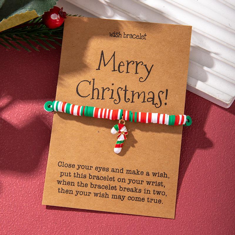 European and American Christmas popular soft pottery bracelet, elk snowman Christmas tree alloy pendant, gift jewelry