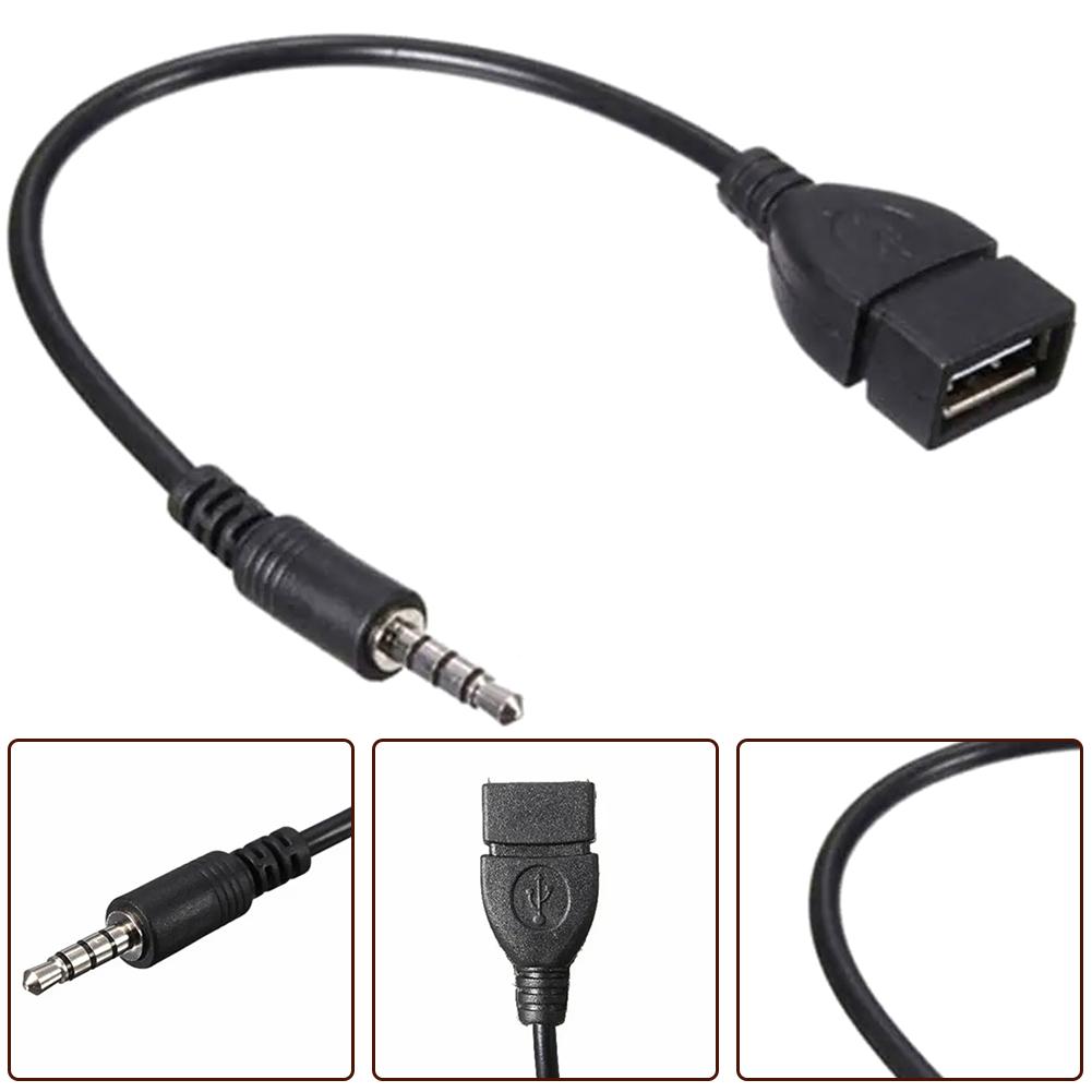 Car Audio AUX 3.5mm Male To USB 2.0 Type A Female Converter Adapter Cable Automotive Interior Accessories