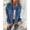 Women's Solid Corduroy Hooded Jacket  Autumn New Casual Simple Style Coat For Women