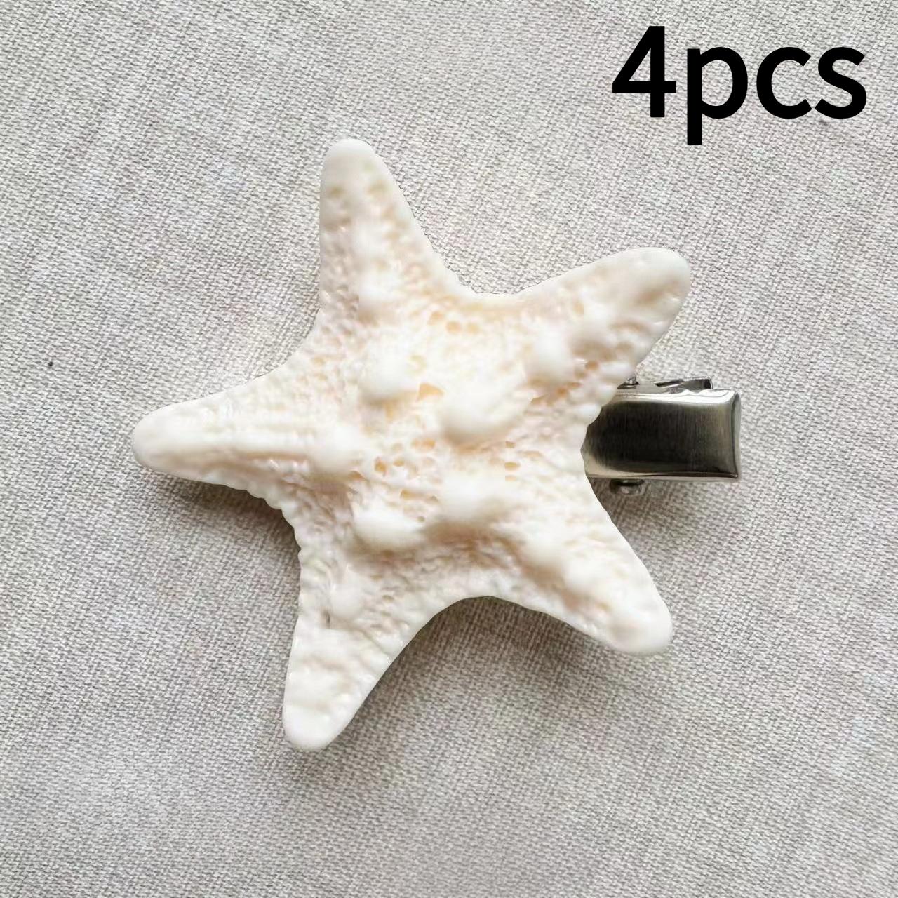 

4pcs Stylish Starfish Hair Clips-Bohemian Resin Mermaid Tail Adornments for Women,Teen,for Beach And Ocean Inspired Celebration
