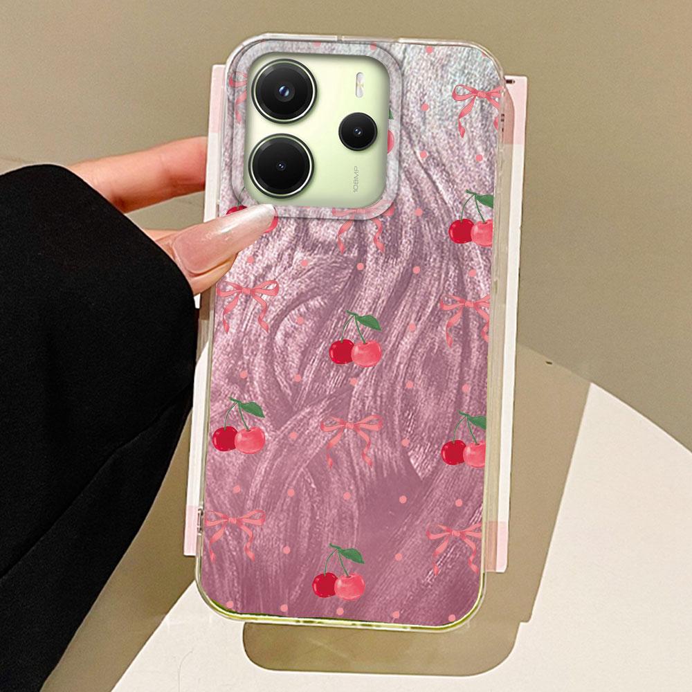 Cherry Bow Multiple Cats Phone Case for Xiaomi Redmi 14C 13C 13T 14T A5 A4 A3 Note 14 13 Pro Poco X5 Shell Silicone Back Cover