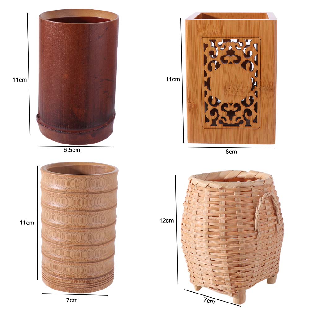 Classical Stationery Storage Tube Convenient Bamboo Stick Tube Creative Bamboo Pen Holder  Office