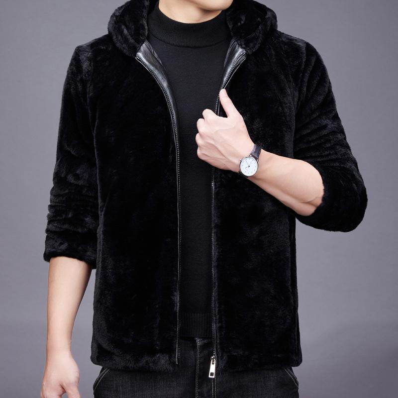 Popular Imitation Mink Fur Men's Coat with Plush and Thickened Winter Warmth for Middle-aged and Young People Casual Men's Fur Coat