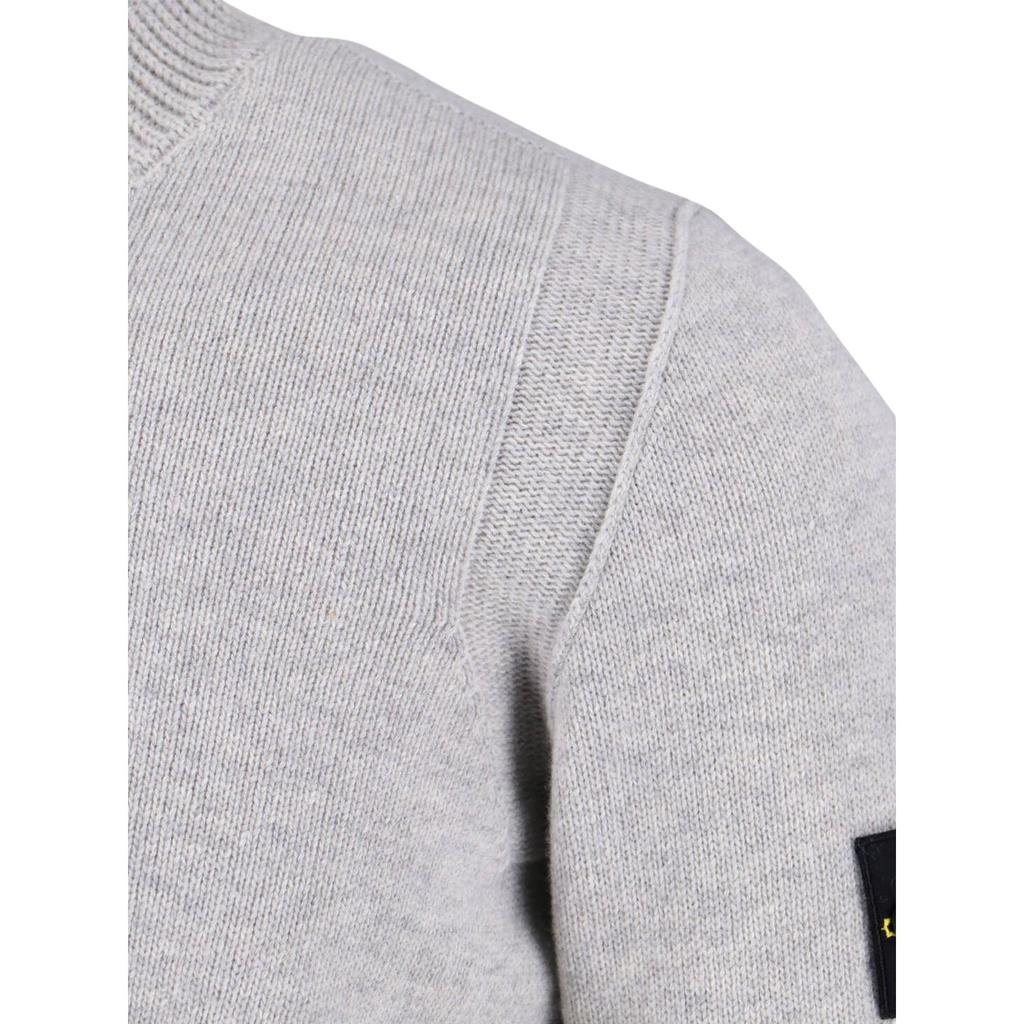 Stone Island Solid Color Half-Zip Stand Collar Wool Knit Sweater Unisex sweater Gray K2S155100040S00A3-V0M64