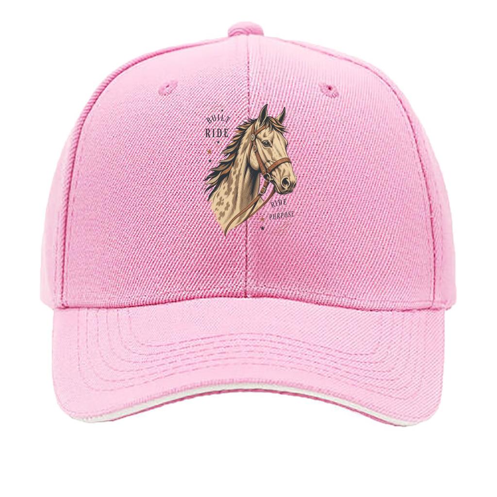 Rustic Galloping Horse Head Emblem Sandwich Baseball Cap Sun Cap Outdoor Workouts Hat