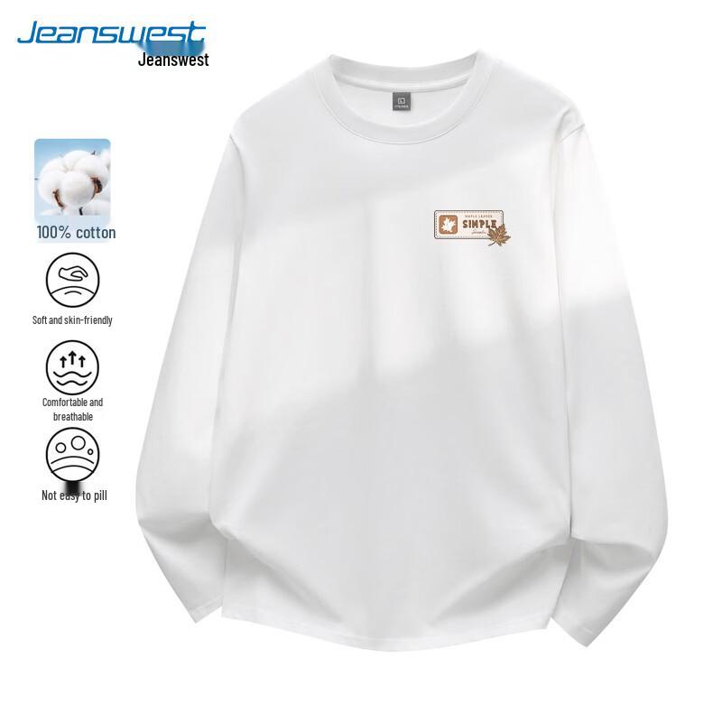 Jeanswest Men's Casual Maple Leaf Print Long Sleeve T-Shirt