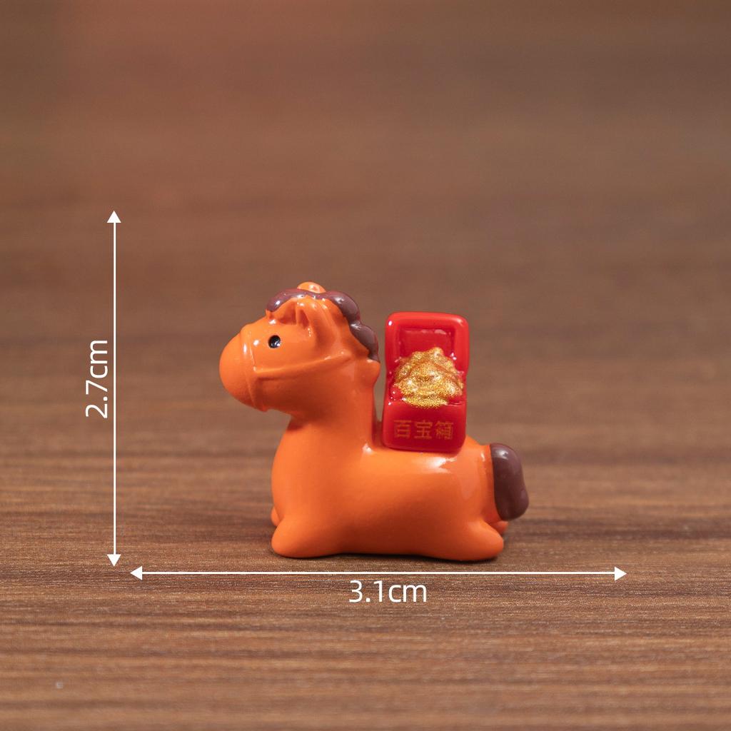 1/4Pcs DIY Car Decoration Office Desktop Decor Ornaments 2026 Horse Year Miniature Ornaments Zodiac Cartoon Lucky Pony