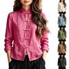 Neue Damen-Kurzjacke aus Leinenstruktur mit Stehkragen und Knopfleiste Lockerer Schnitt Freizeit